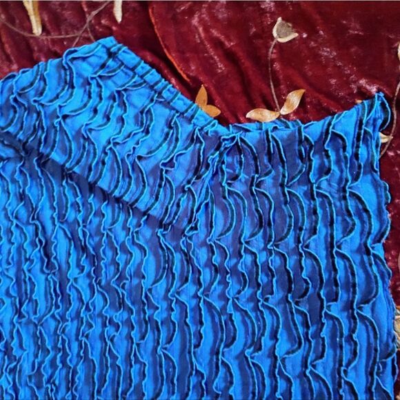 Notations Blue Ruffled 3/4 Sleeve Blouse - Picture 2 of 13